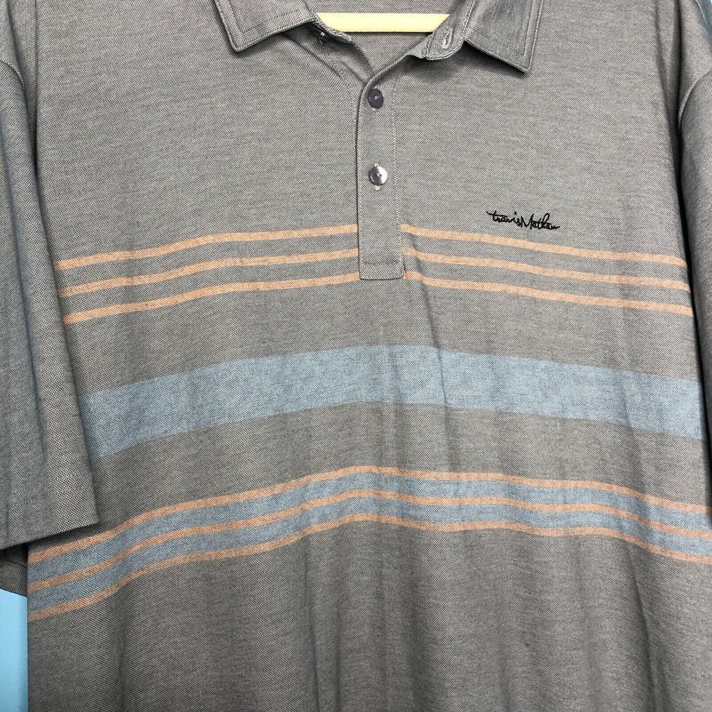 4/$25 Travis Mathew Polo Shirt Mens XXL Gray Stripe Casual Golf Athletic - Picture 5 of 9